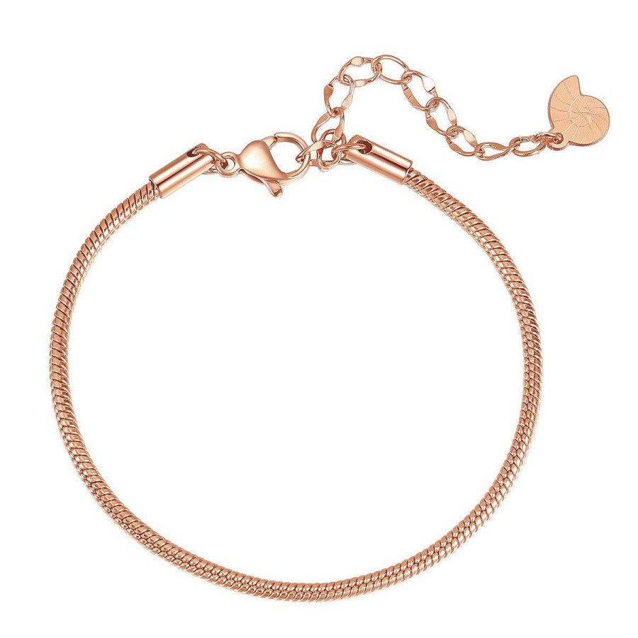 Armb Nder Hey Happiness | Rundes Schlangenarmband Ros Gold Rose Gold