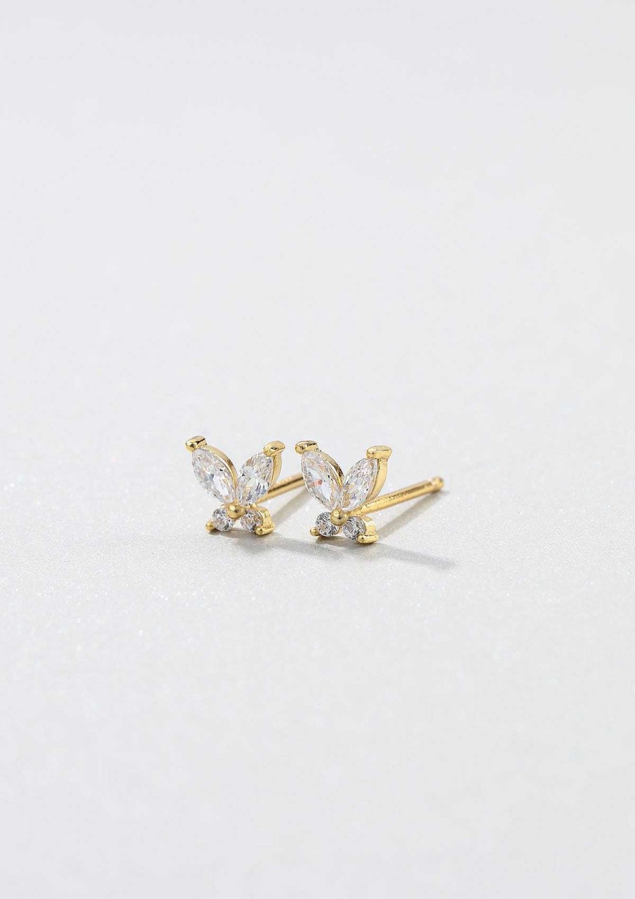 Ohrringe Hey Happiness | Schmetterling Ohrstecker Mit Schmucksteinen Sterlingsilber In Gold