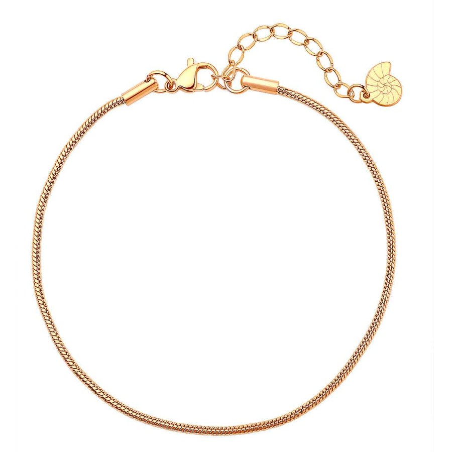 Fu Kettchen Hey Happiness | Abgerundete Fu Kette Im Schlangenkette-Design In Rosegold Rose Gold