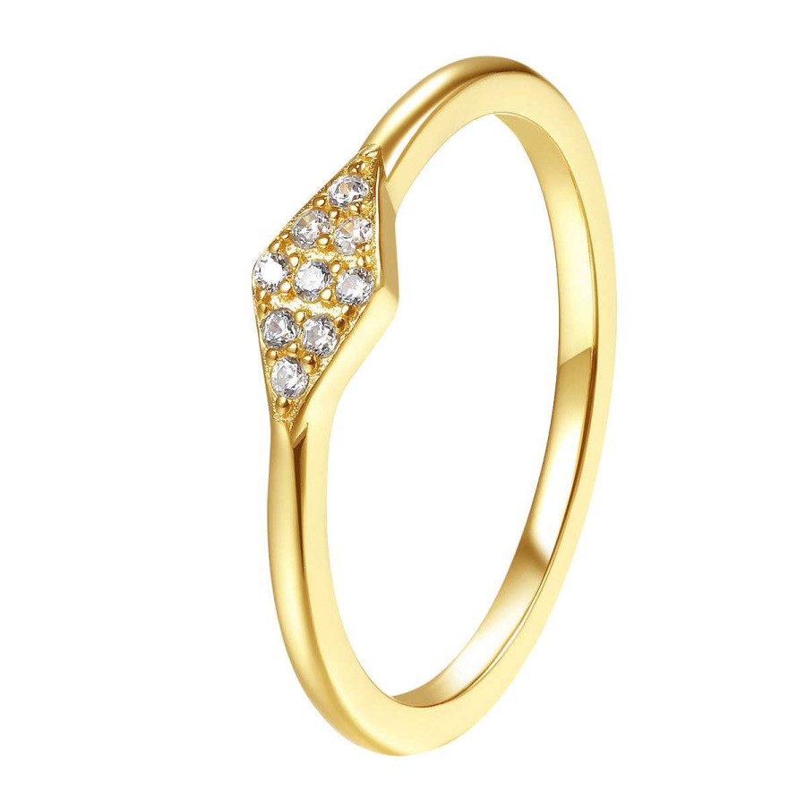 Ringe Hey Happiness | Schlanker Ring Diamant-Optik Sterlingsilber In Gold