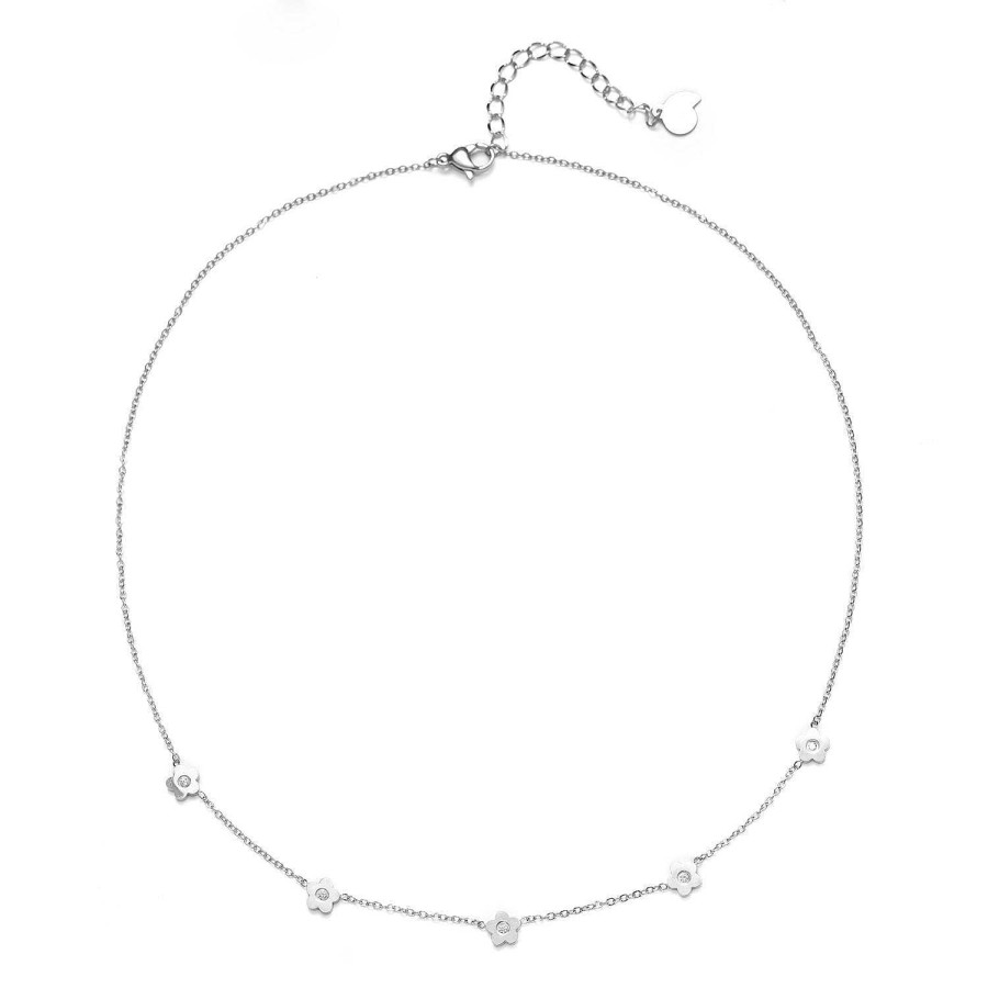 Ketten Hey Happiness | Zierliche Blume Charm Kette In Silber Silver