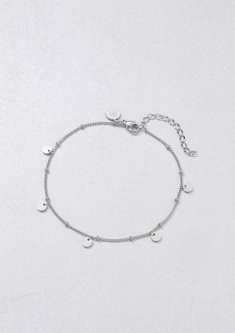 Fu Kettchen Hey Happiness | Fu Kettchen Mit Runden Pl Ttchen Anh Ngern In Silber Silver