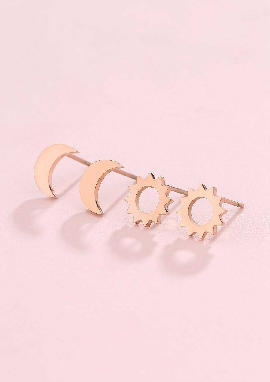 Ohrringe Hey Happiness | Sonne Mond Ohrstecker Set Rosegold Rose Gold