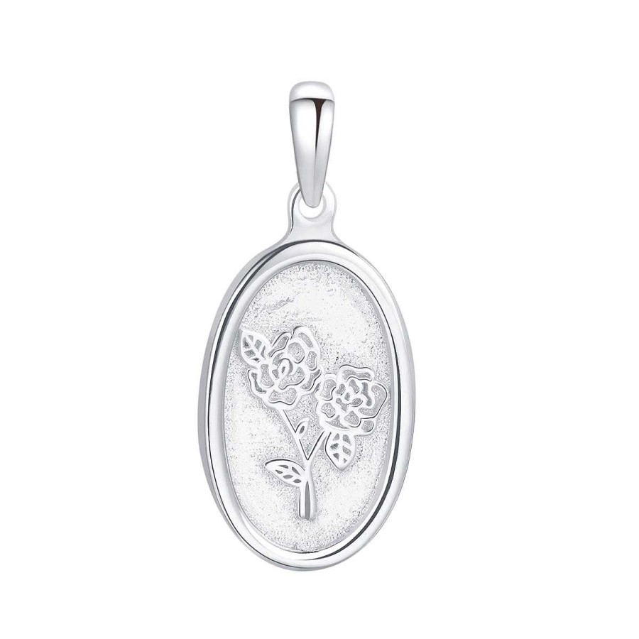 Ketten Hey Happiness | Ovaler Anh Nger Mit Rose Sterlingsilber Silver