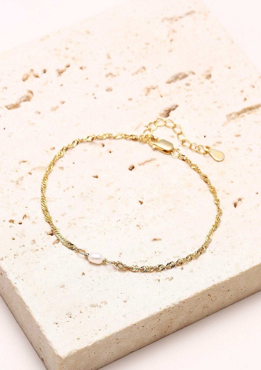 Armb Nder Hey Happiness | Armband Mit Perle Sterlingsilber In Farbe Gold