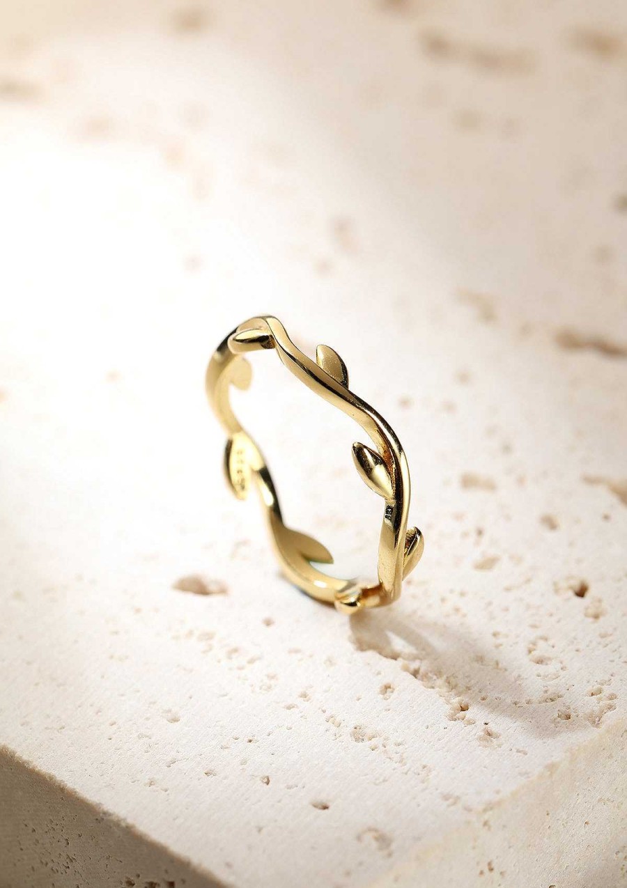 Ringe Hey Happiness | Lorbeer Ring Sterlingsilber In Gold