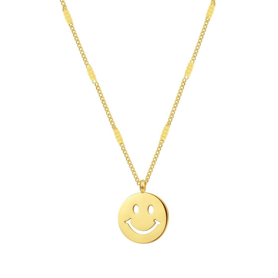 Ketten Hey Happiness | Smiley Gesicht Anh Nger Kette In Gold