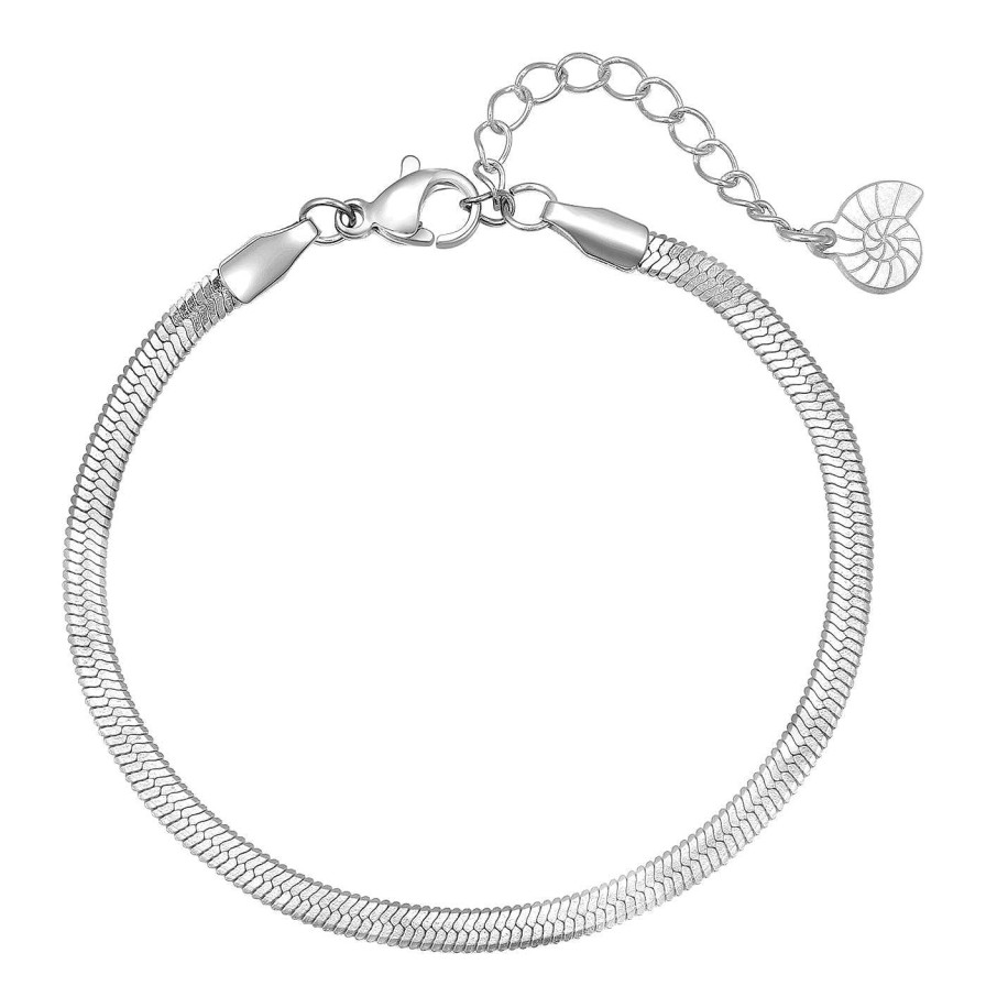 Armb Nder Hey Happiness | Schlangenarmband Silberfarbe Silver