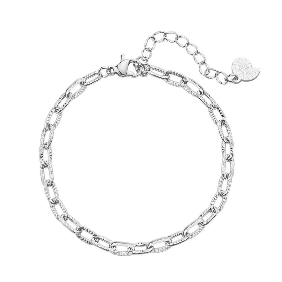 Armb Nder Hey Happiness | Strukturiertes Armband In Gliederkette-Design In Silber Silver