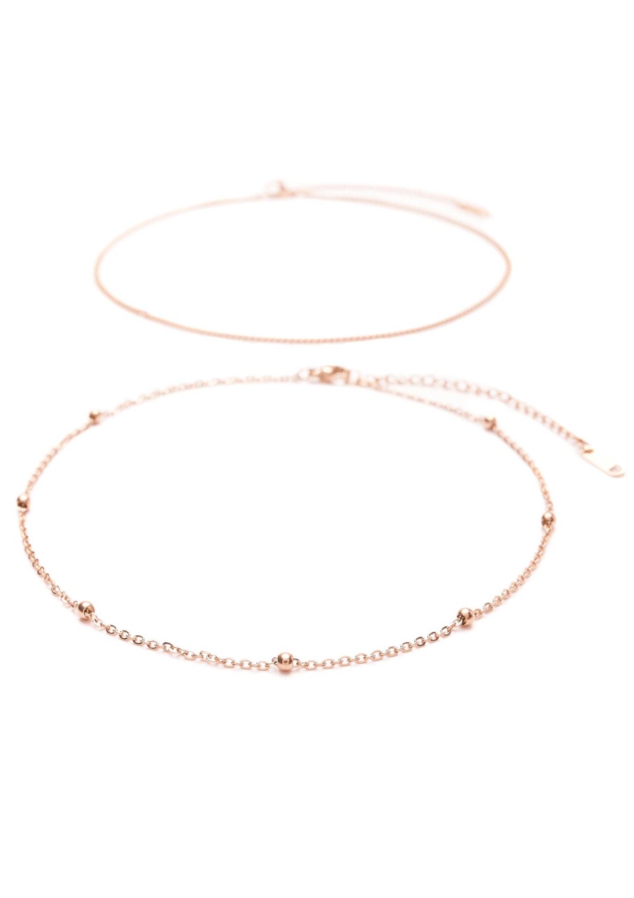 Ketten Hey Happiness | Choker Set Im Zarten Design Ros Vergoldet Rose Gold