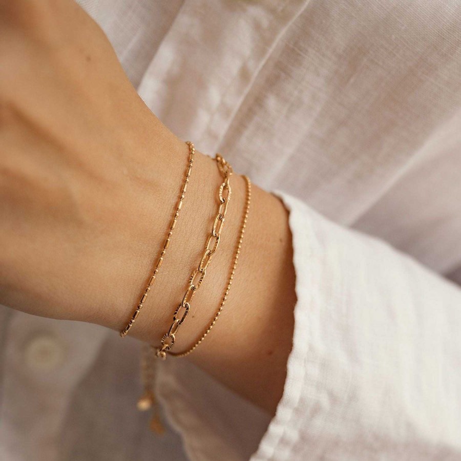 Armb Nder Hey Happiness | Strukturiertes Armband In Gliederkette-Design In Gold