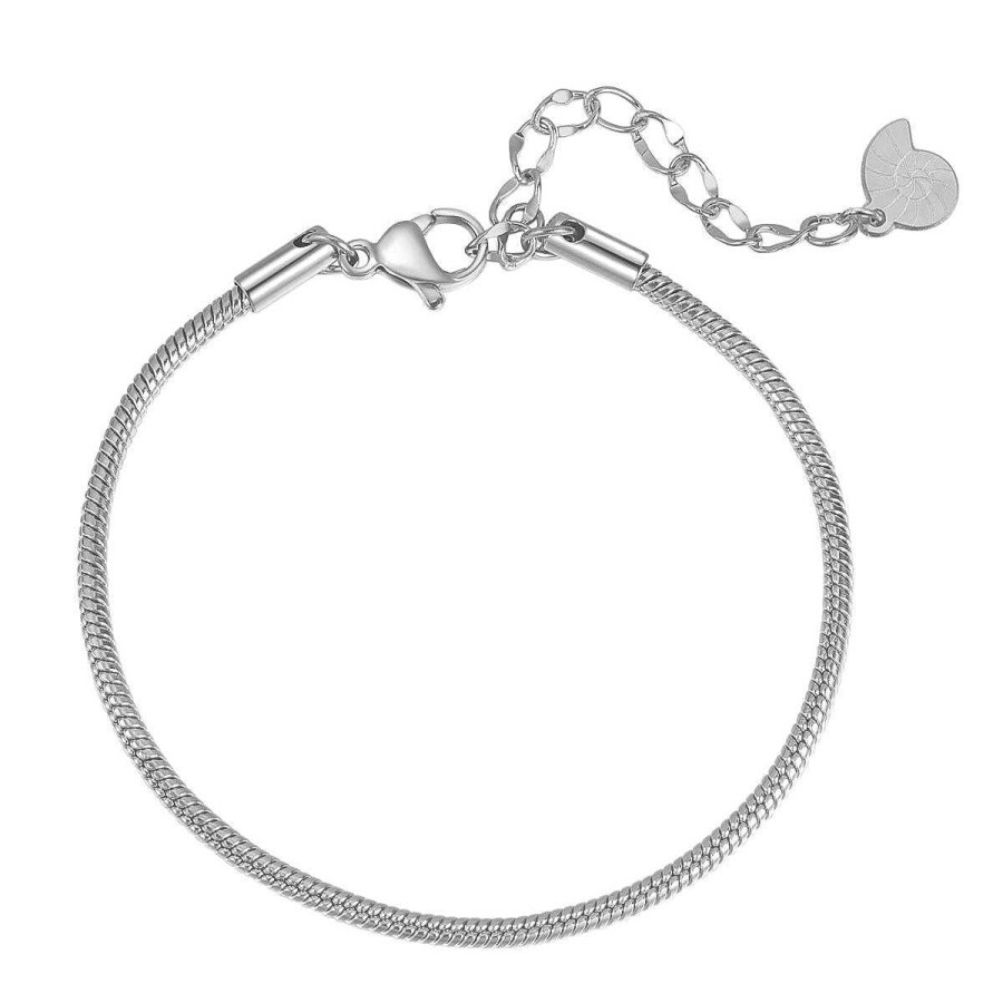 Armb Nder Hey Happiness | Rundes Schlangenarmband Silber Silver