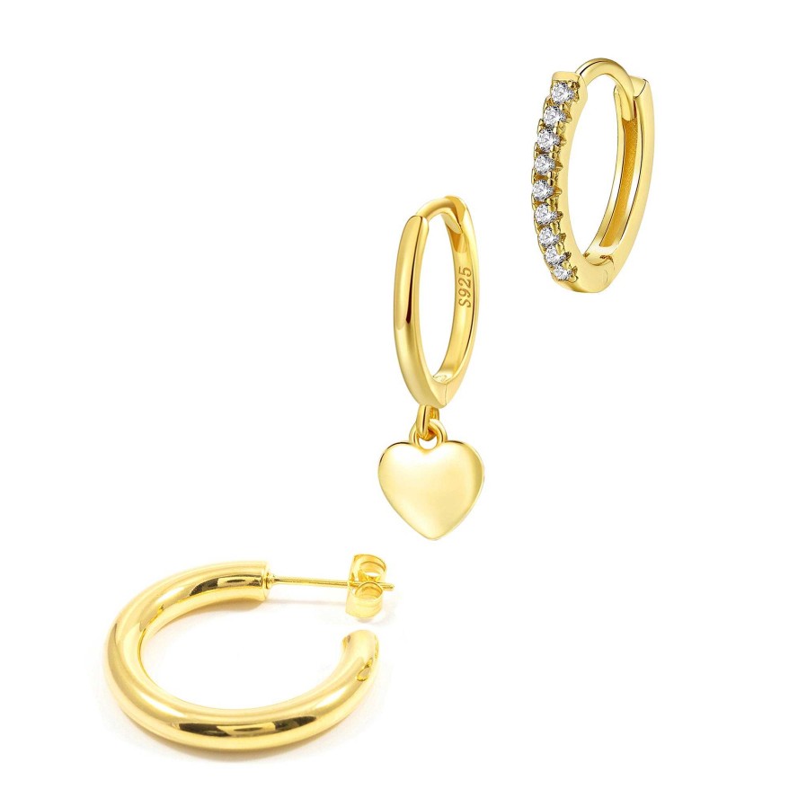 Layering Schmuck Hey Happiness | Einzelner Ohrring Stacking Schmuckset Aus Ver Eten Creolen Gold