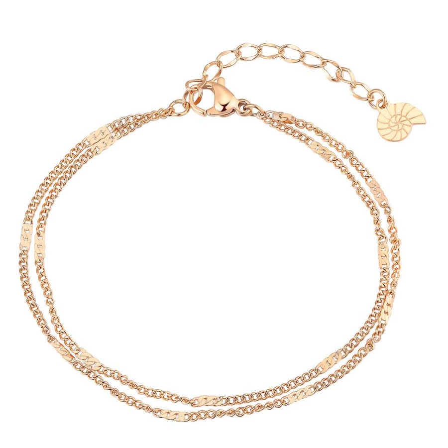 Armb Nder Hey Happiness | Panzerkette Armband Zweireihig In Rosegold Rose Gold