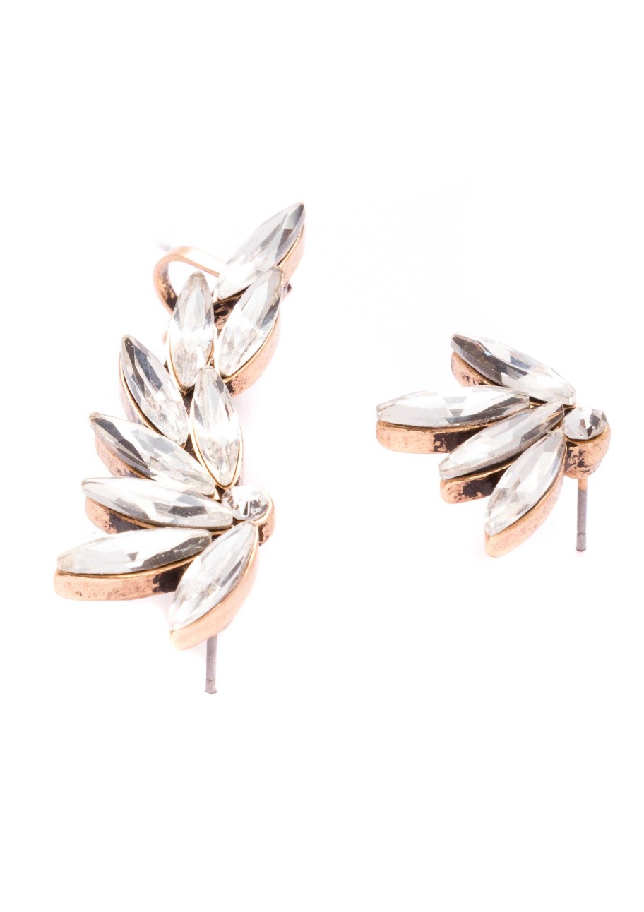 Ohrringe Hey Happiness | Asymmetrische Ear Cuff Ohrringe Vintage Gold