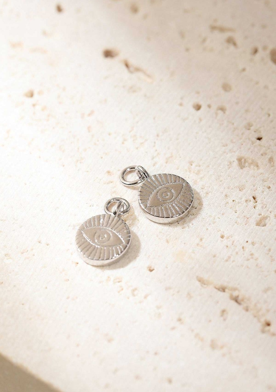 Ohrringe Hey Happiness | Evil Eye Charm Hoop Earrings Sterling Silver