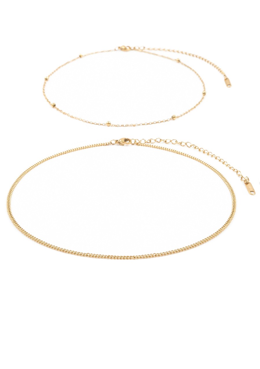 Ketten Hey Happiness | Choker Set Im Zarten Design In Farbe Gold