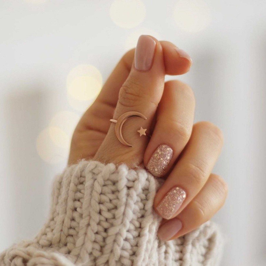 Ringe Hey Happiness | Stern Und Mond Ring In Rosegold Rose Gold