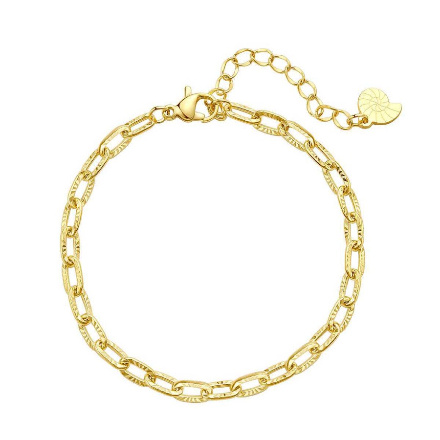 Armb Nder Hey Happiness | Strukturiertes Armband In Gliederkette-Design In Gold