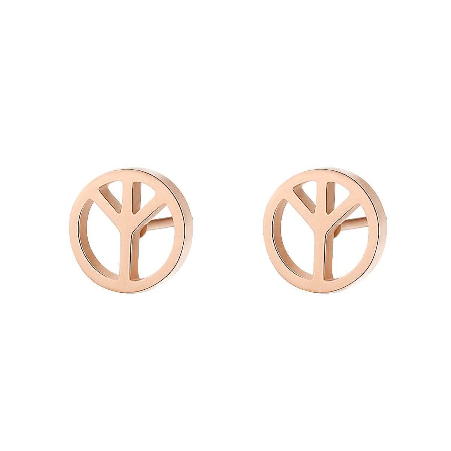 Ohrringe Hey Happiness | Friedenszeichen Ohrstecker In Rosegold Rose Gold