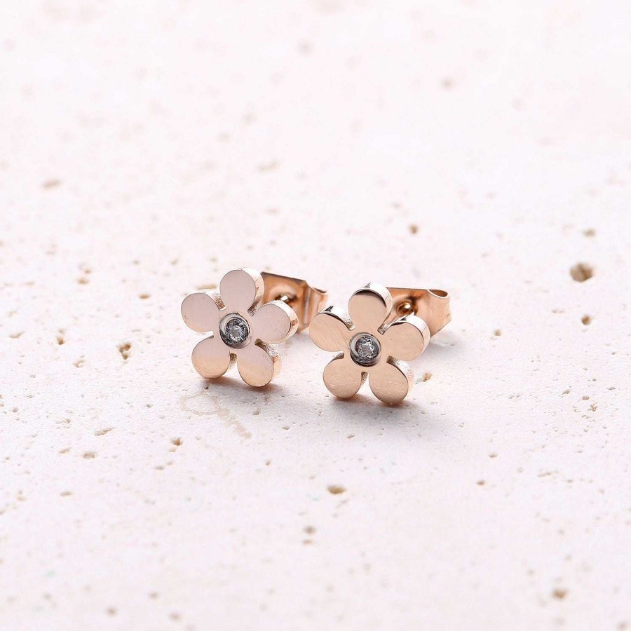 Ohrringe Hey Happiness | Vergissmeinnicht Ohrstecker In Rosegold Rose Gold