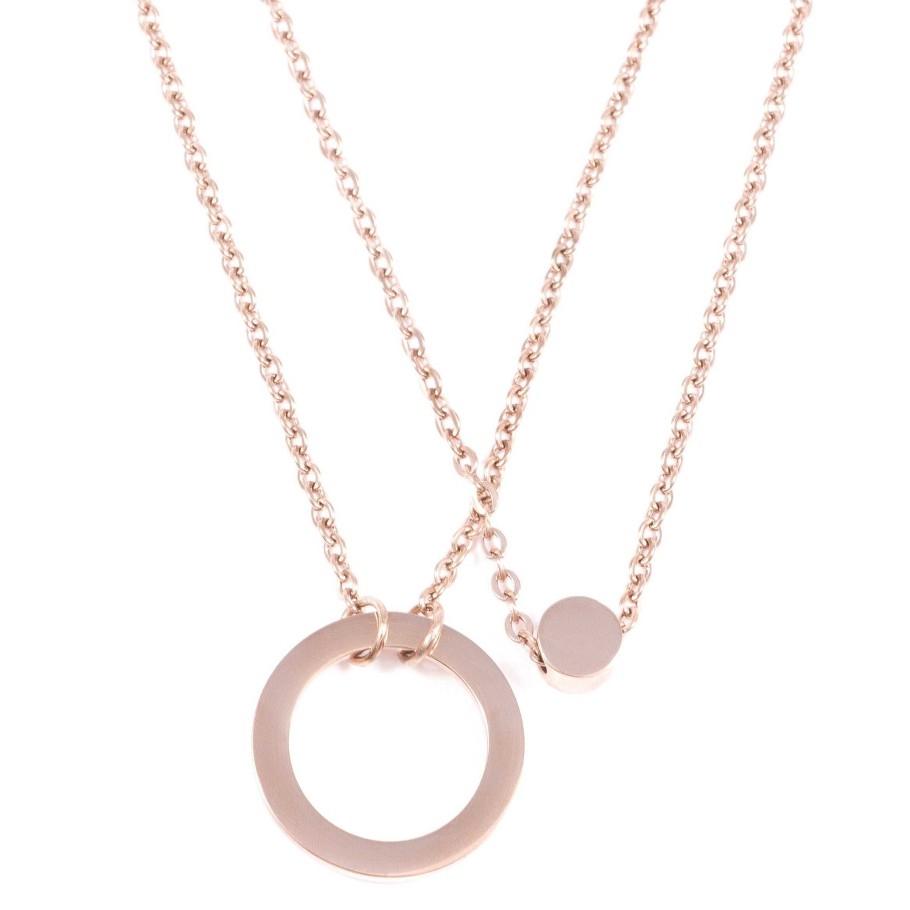 Ketten Hey Happiness | Mehrreihige Kette Offen Kreis Runde Anh Nger In Rosegold Rose Gold