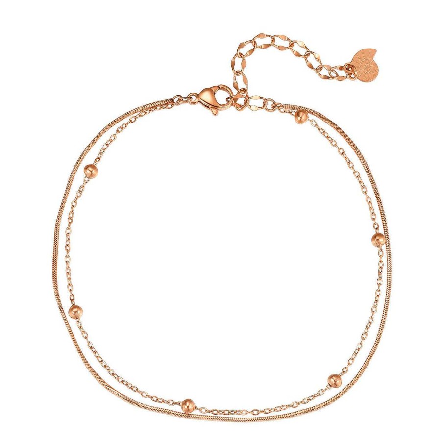 Fu Kettchen Hey Happiness | Zweireihige Satellite Fu Kettchen Rosegold Rose Gold