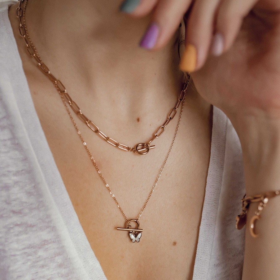 Ketten Hey Happiness | Schmetterling Kette Mit Knebelverschluss Rosegold Rose Gold