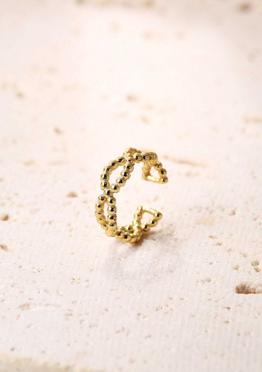 Ohrringe Hey Happiness | Doppelt Gedrehter Ear Cuff Ohrring Sterlingsilber In Gold