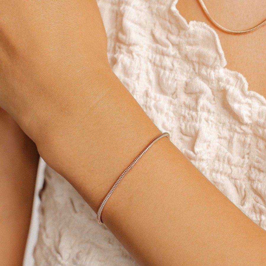 Armb Nder Hey Happiness | Rundes Schlangenarmband Ros Gold Rose Gold