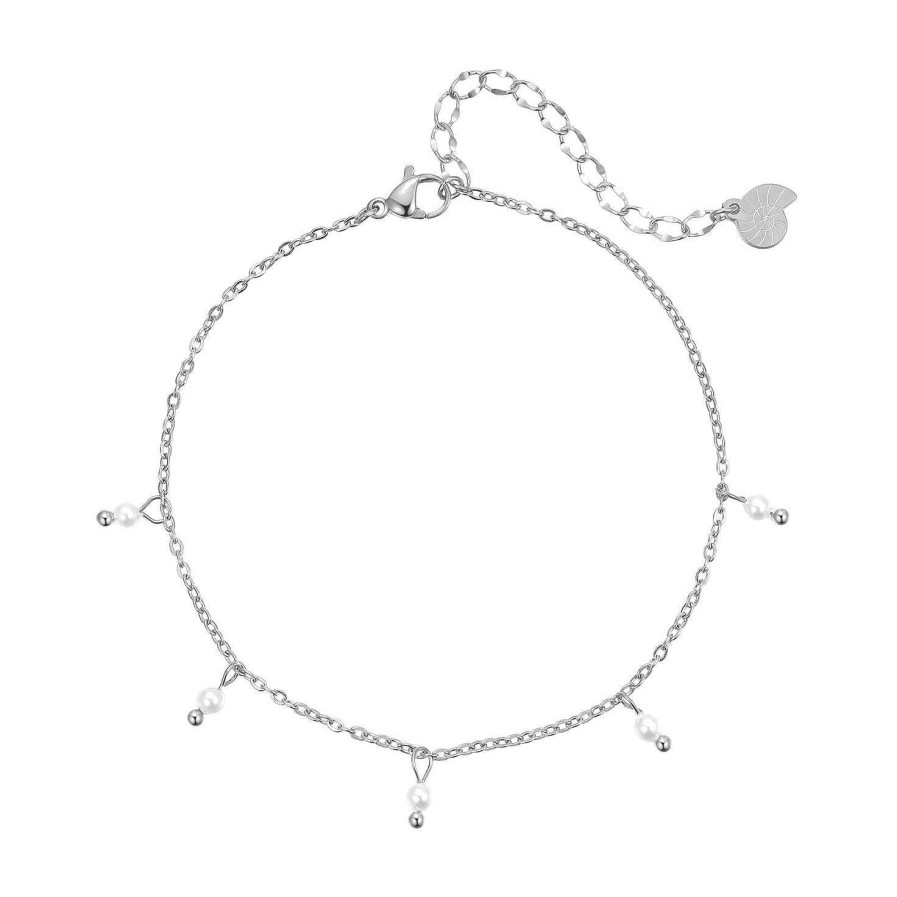 Fu Kettchen Hey Happiness | Cinque Perlen Fu Kette Silber Silver