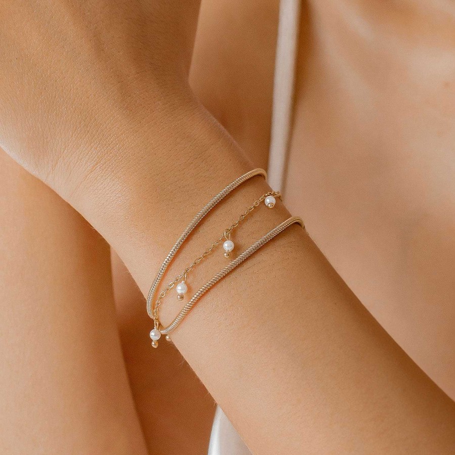 Armb Nder Hey Happiness | Rundes Schlangenarmband Gold