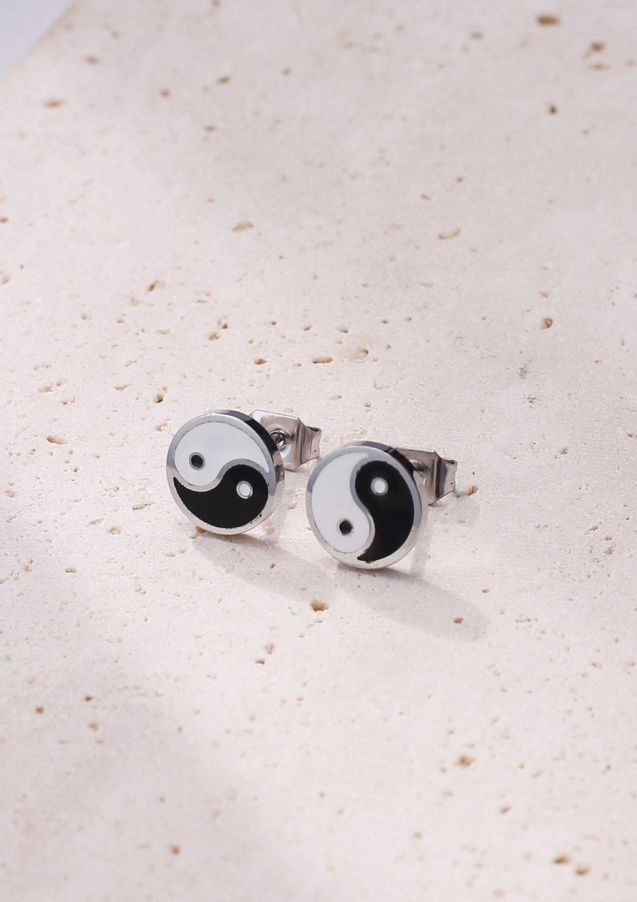 Ohrringe Hey Happiness | Yin Yang Ohrstecker In Silber Silver