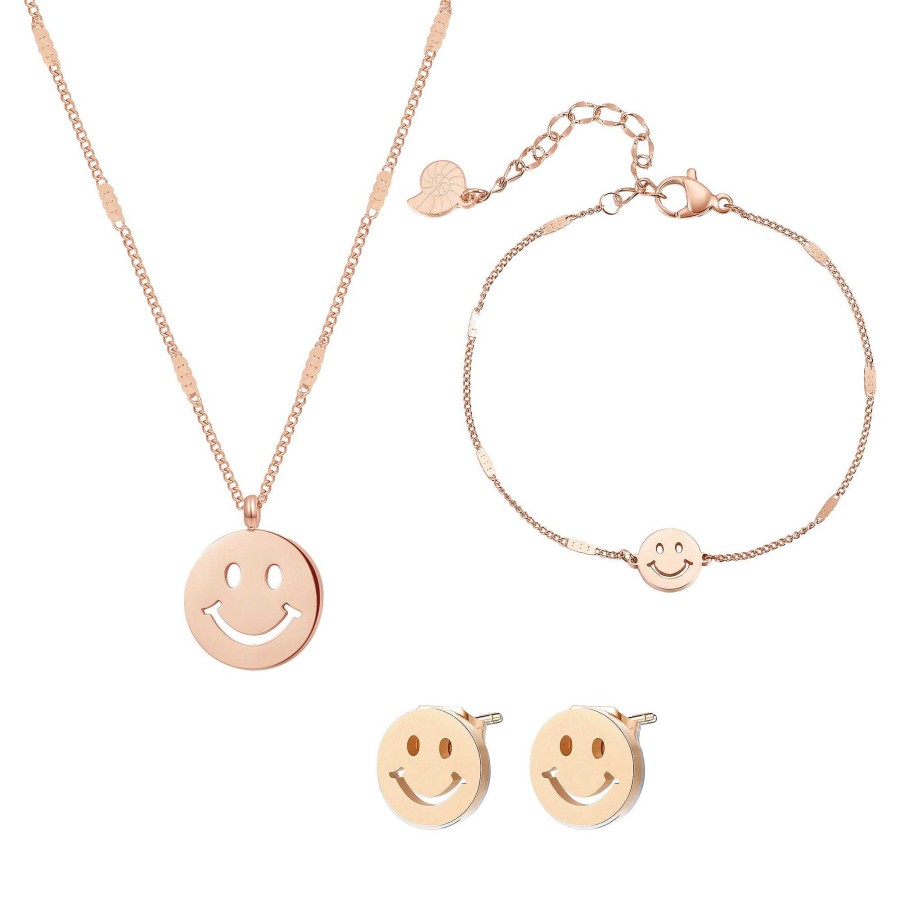 Layering Schmuck Hey Happiness | Smiley Schmuckset In Rosegold Rose Gold