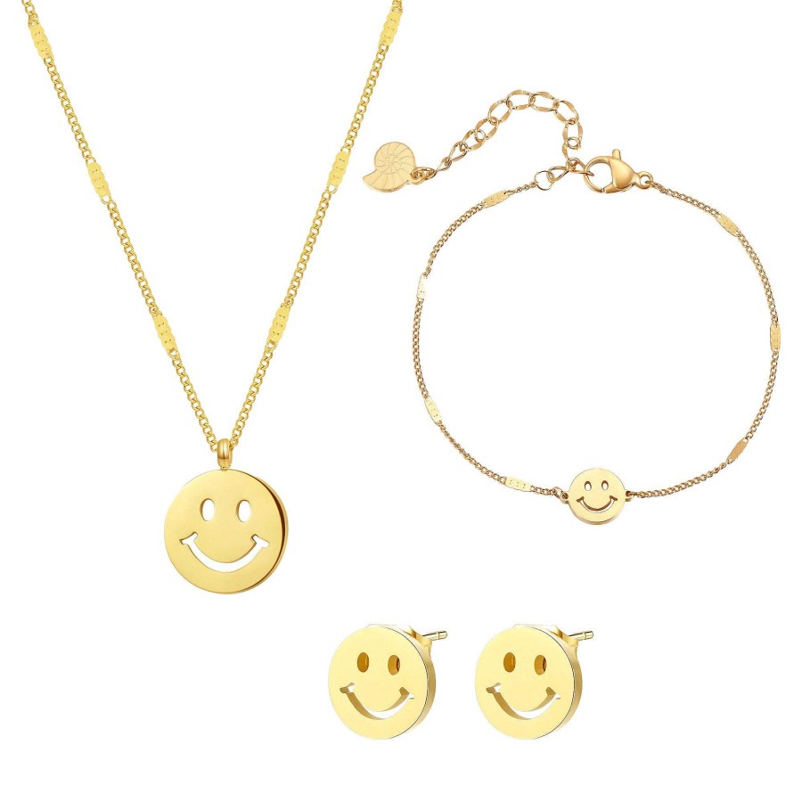 Layering Schmuck Hey Happiness | Smiley Schmuckset In Gold