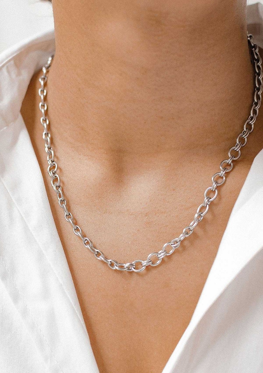 Ketten Hey Happiness | Chunky Chain Rundankerkette In Silber Silver