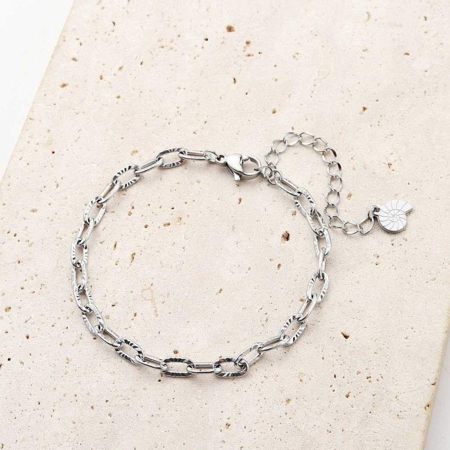 Armb Nder Hey Happiness | Strukturiertes Armband In Gliederkette-Design In Silber Silver