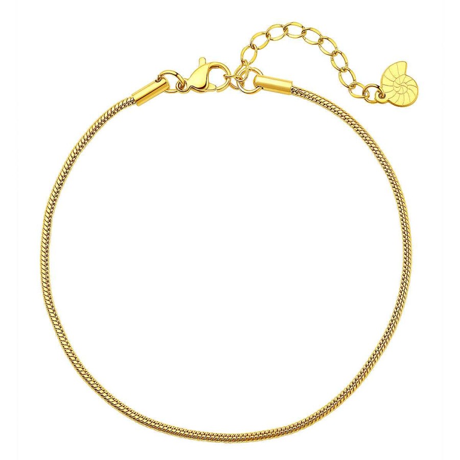 Fu Kettchen Hey Happiness | Abgerundete Fu Kette Im Schlangenkette-Design In Gold