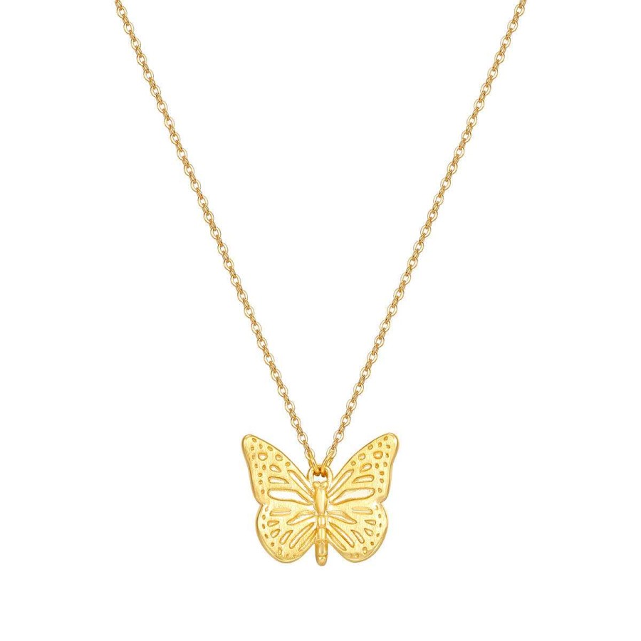 Ketten Hey Happiness | Kette Mit Schmetterling Anh Nger Sterlingsilber In Gold