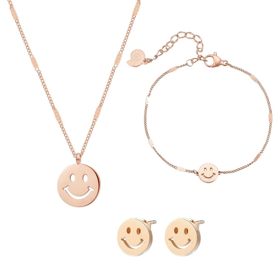 Armb Nder Hey Happiness | Smiley Schmuckset In Rosegold Rose Gold