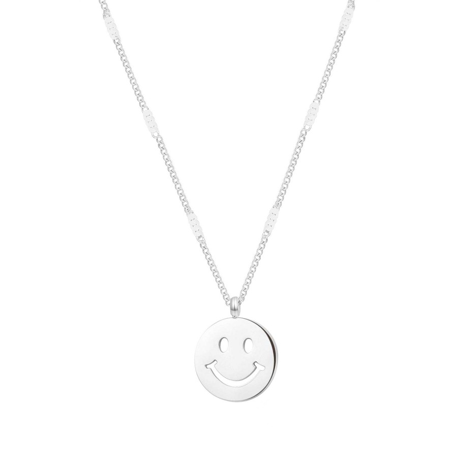 Ketten Hey Happiness | Smiley Gesicht Anh Nger Kette Sterlingsilber Silver