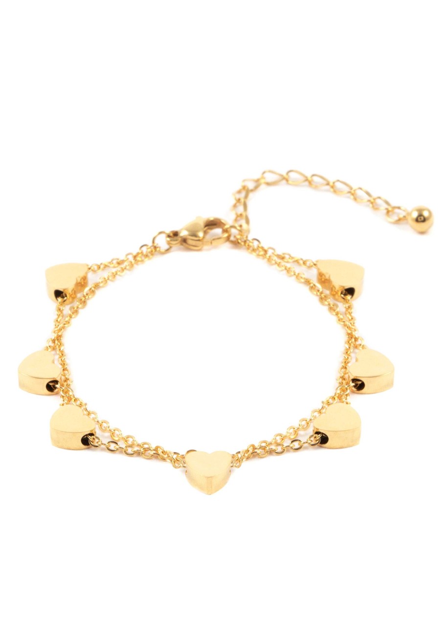 Armb Nder Hey Happiness | Zartes Herz Armband Farbe Gold