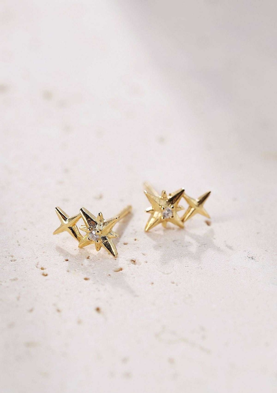 Ohrringe Hey Happiness | Duo Konstellation Ohrstecker Aus Sterlingsilber In Gold