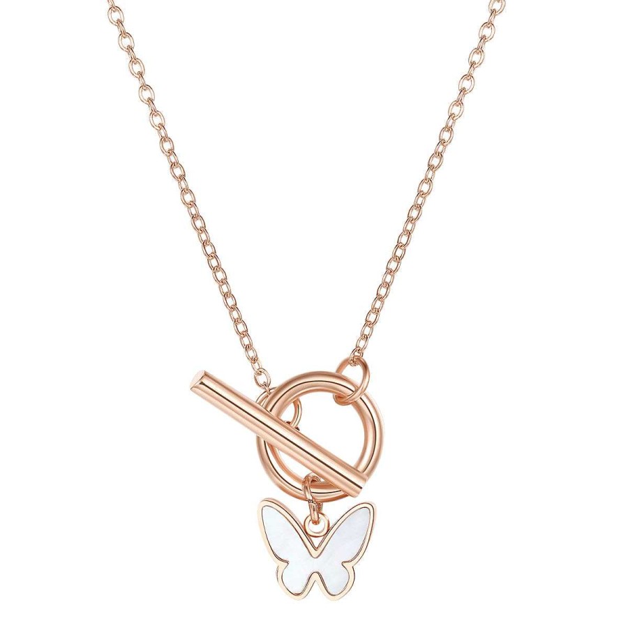 Ketten Hey Happiness | Schmetterling Kette Mit Knebelverschluss Rosegold Rose Gold