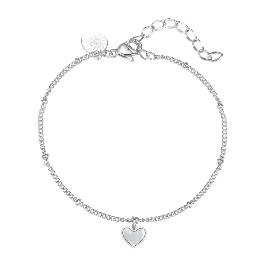 Armb Nder Hey Happiness | Muschelschale Herz Armband In Silberfarbe Silver