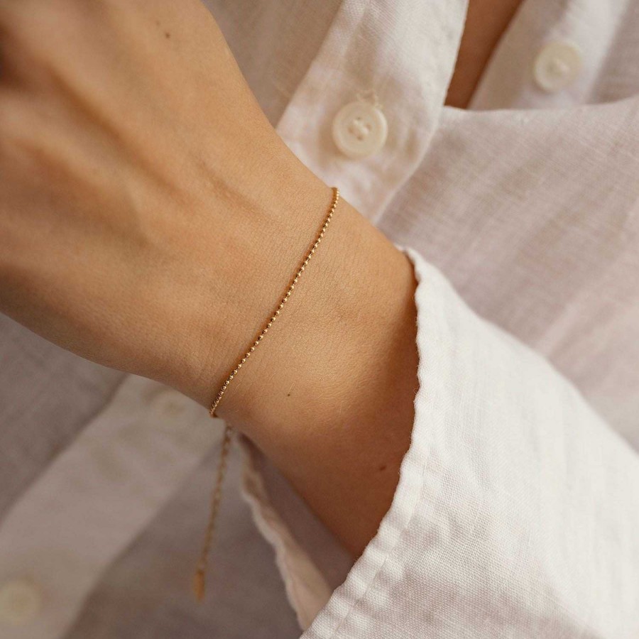 Armb Nder Hey Happiness | Armband In Kugelkette-Design In Gold