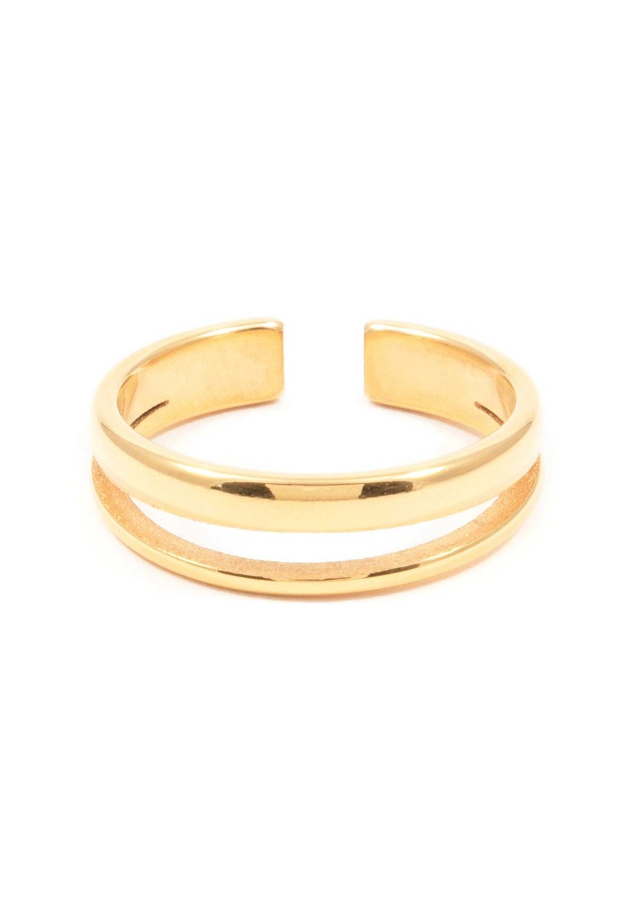 Ringe Hey Happiness | Schlichter Doppel Band Ring Gold