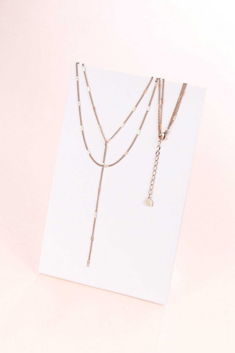 Ketten Hey Happiness | Y Layered Necklace Rose Gold