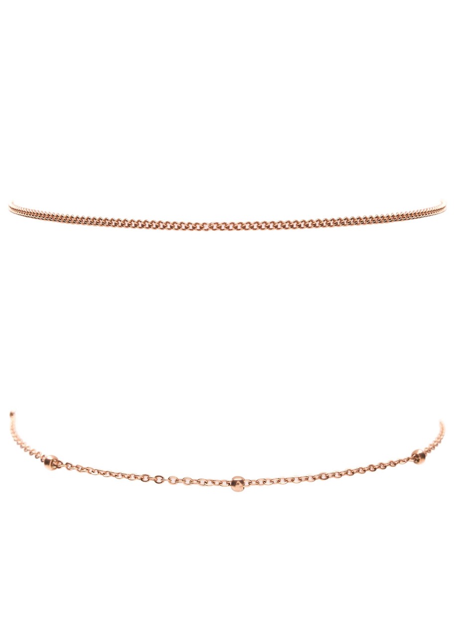 Ketten Hey Happiness | Choker Set Im Zarten Design Ros Vergoldet Rose Gold