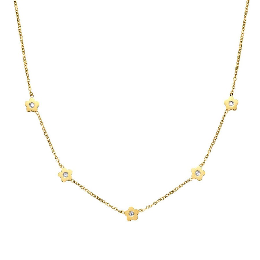 Ketten Hey Happiness | Zierliche Blume Charm Kette In Gold